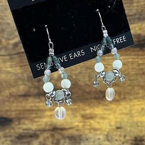 Lane Bryant Green Beaded Dangling Earrings